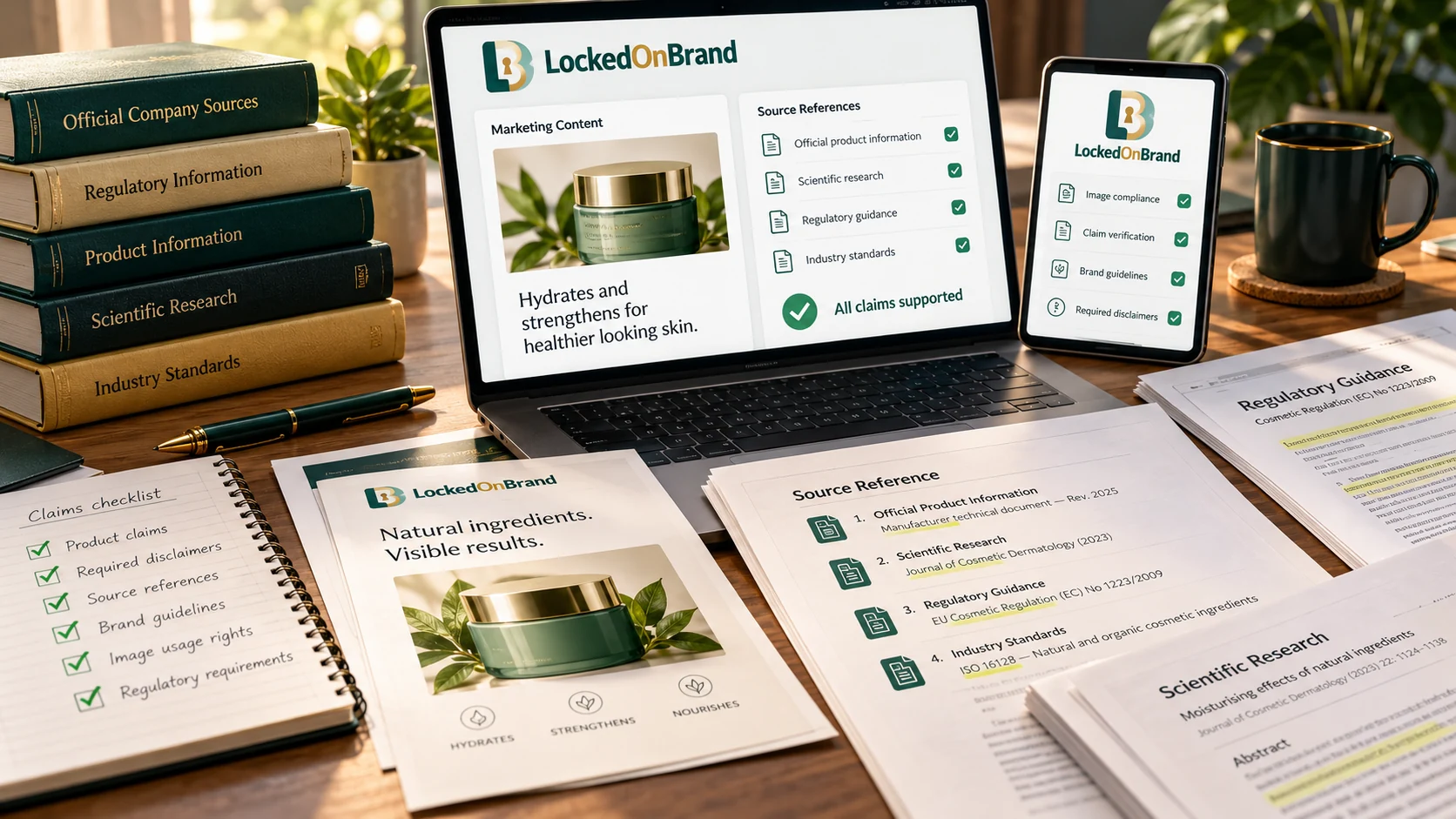 Marketing content, source references and research materials in a provenance-focused workspace